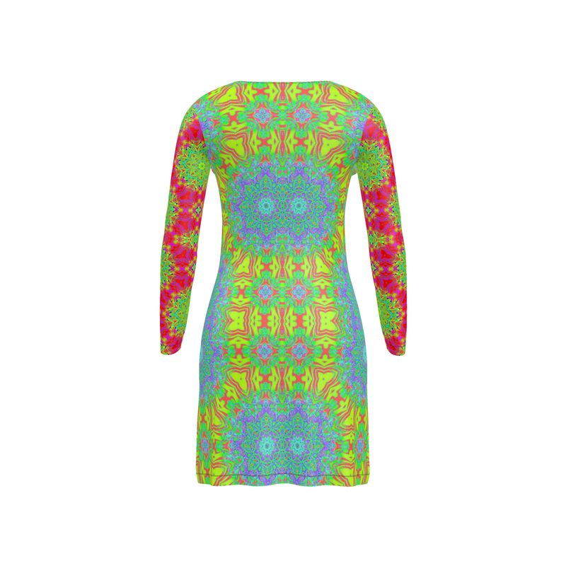 Broken Rainbow Kaleidoscopic Button-up Sweater Dress
