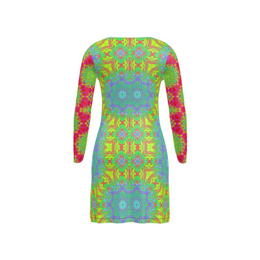 Broken Rainbow Kaleidoscopic Button-up Sweater Dress