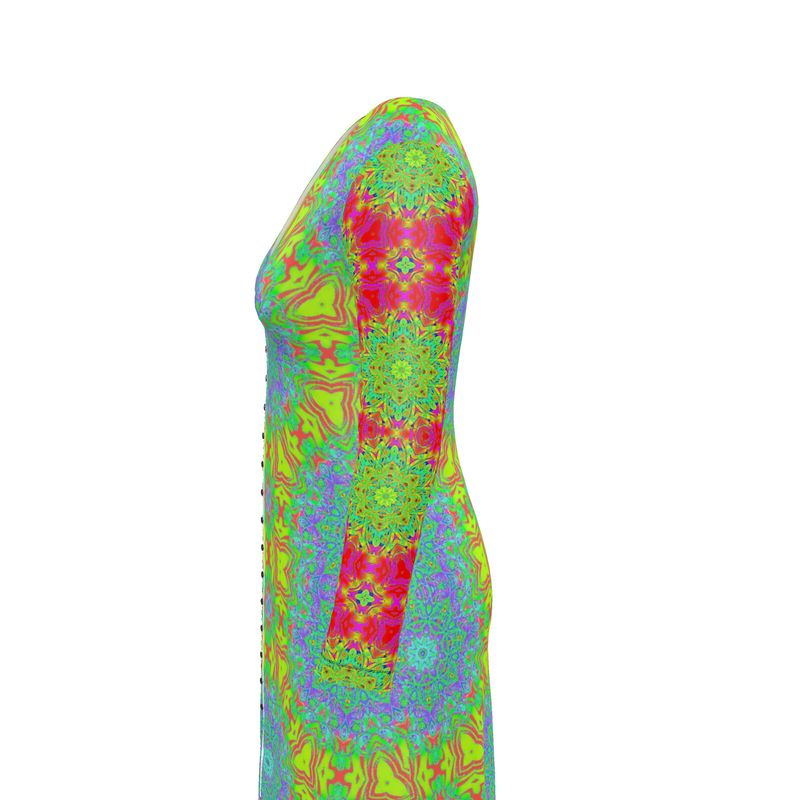 Broken Rainbow Kaleidoscopic Button-up Sweater Dress