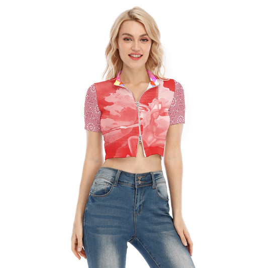 Short Sleeve T-shirt With Two-way Zipper