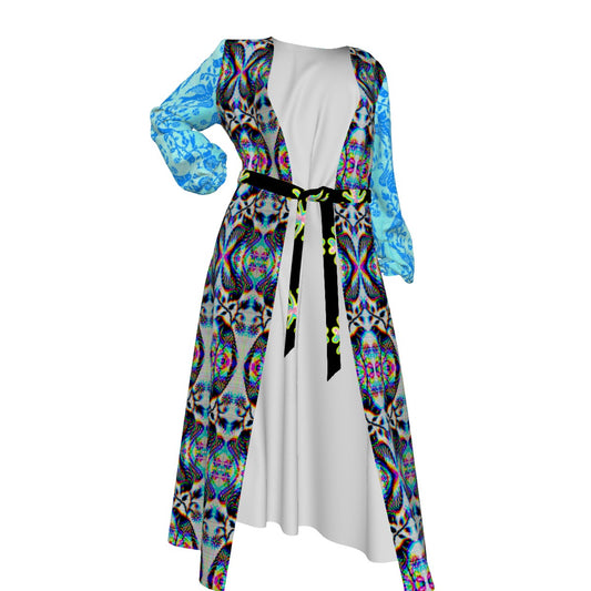 All-Over Print Women's Lace-up Chiffon Robe