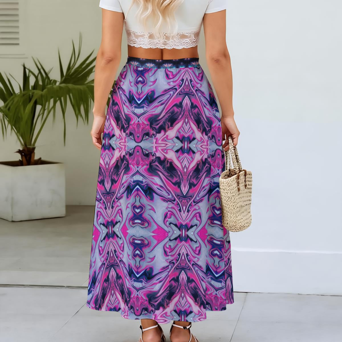 Purple Kaleidoscopic Long Skirt, with lining