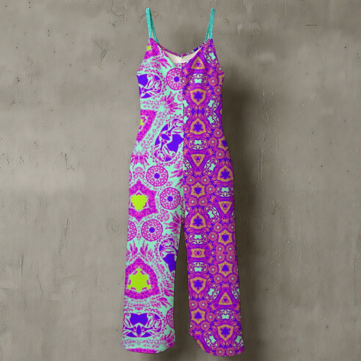 All-Over Print Women’s Floral Spaghetti Strap Wide-Leg Jumpsuit