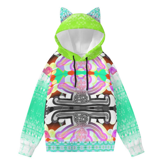 Tie-Dye, Skeleton Bear Hoodie With Pointy Ears