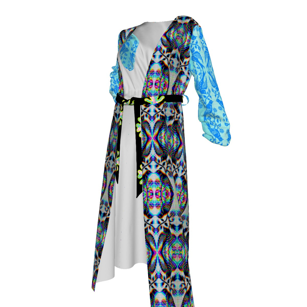 All-Over Print Women's Lace-up Chiffon Robe