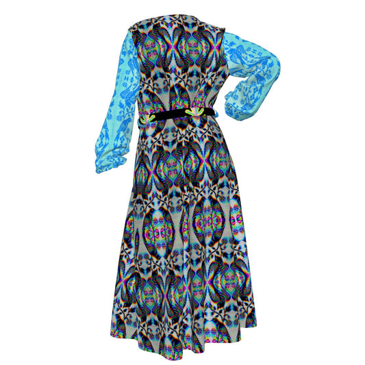 All-Over Print Women's Lace-up Chiffon Robe