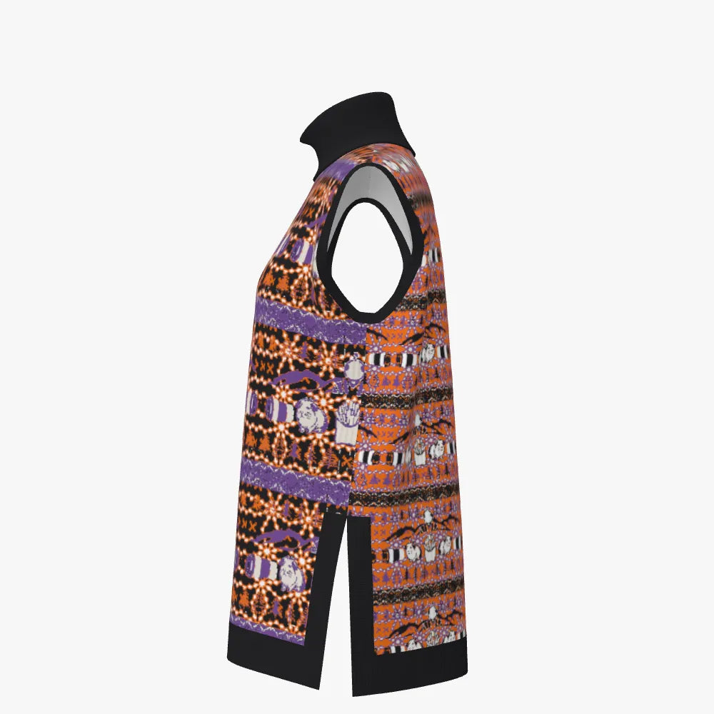 Women's Turtleneck Vest Orange and Purple