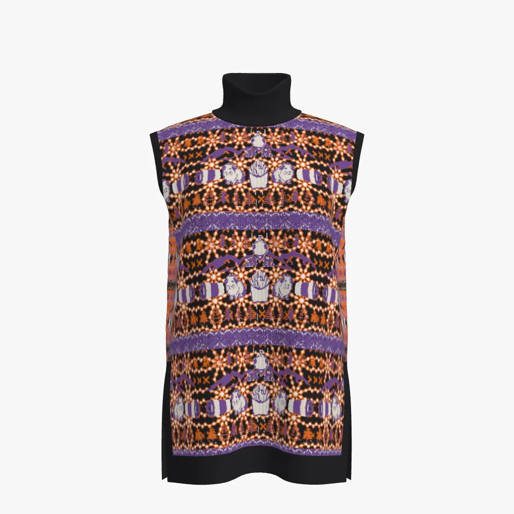 Women's Turtleneck Vest Orange and Purple