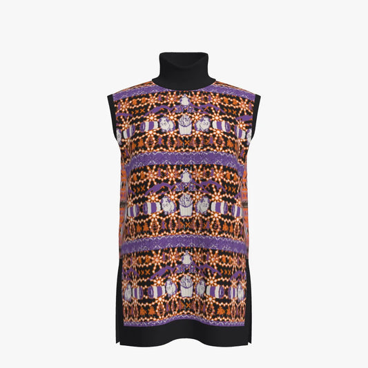 Women's Turtleneck Vest Orange and Purple