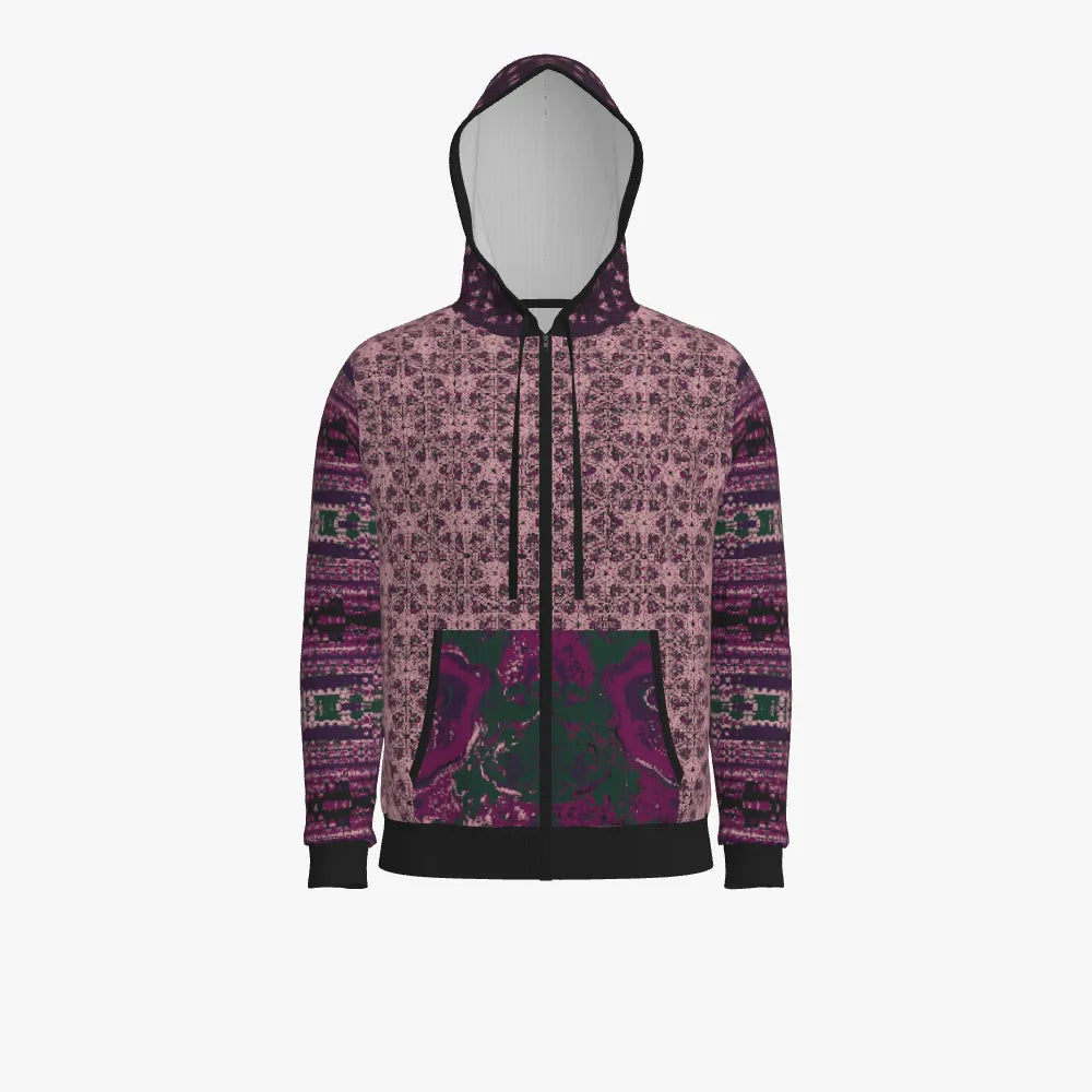 Merino Zip Up Hoodie - Burgundy