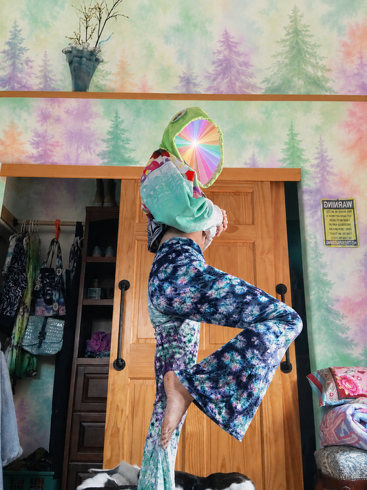 Indigo Shibori Velvet Flare Pants