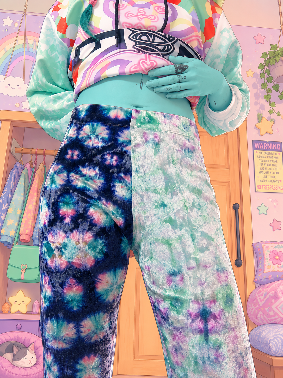 Indigo Shibori Velvet Flare Pants
