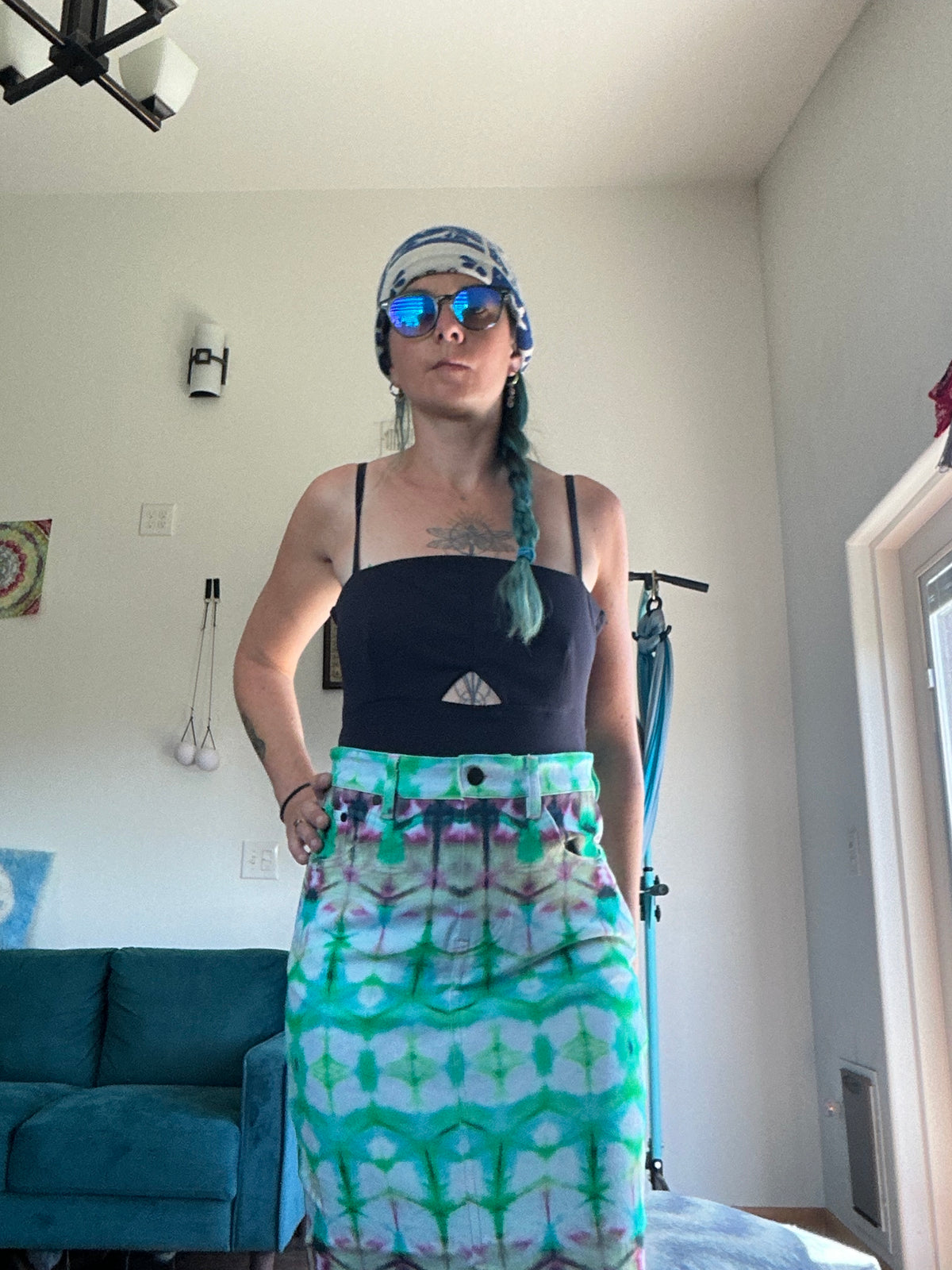 Long Denim Maxi Skirt- Prairie Sky