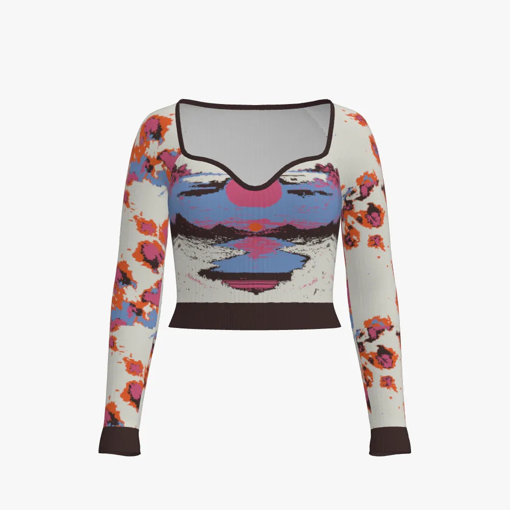 Fire Roses Sweetheart neckline sweater