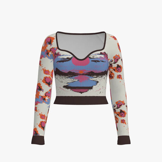 Fire Roses Sweetheart neckline sweater