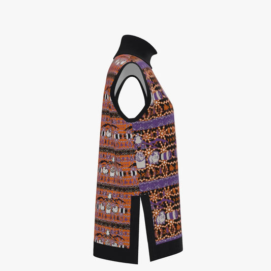 Women's Turtleneck Vest Orange and Purple